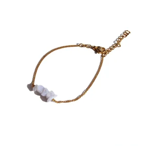 Pulseira Theia Ágata Azul Rendilhada (Dourado/Prateado)