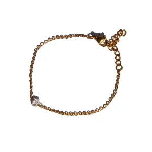 Pulseira Birthstone Abril - Diamante Herkimer (Dourado/Prateado)