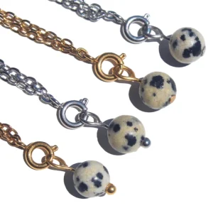 Pingente de Jaspe Dálmata Bola (Dourado/Prateado)