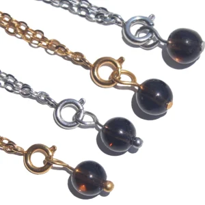 Pingente de Quartzo Fumado Bola (Dourado/Prateado)